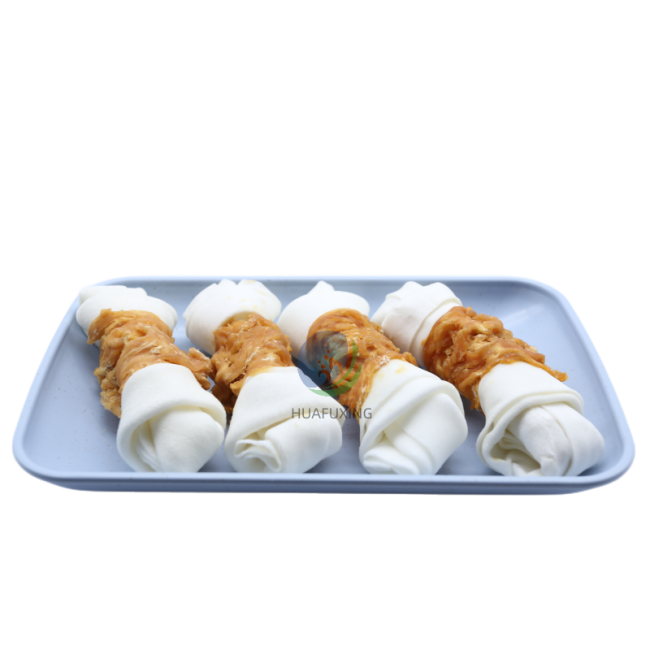 chicken wrapped knotted rawhide 5 inch